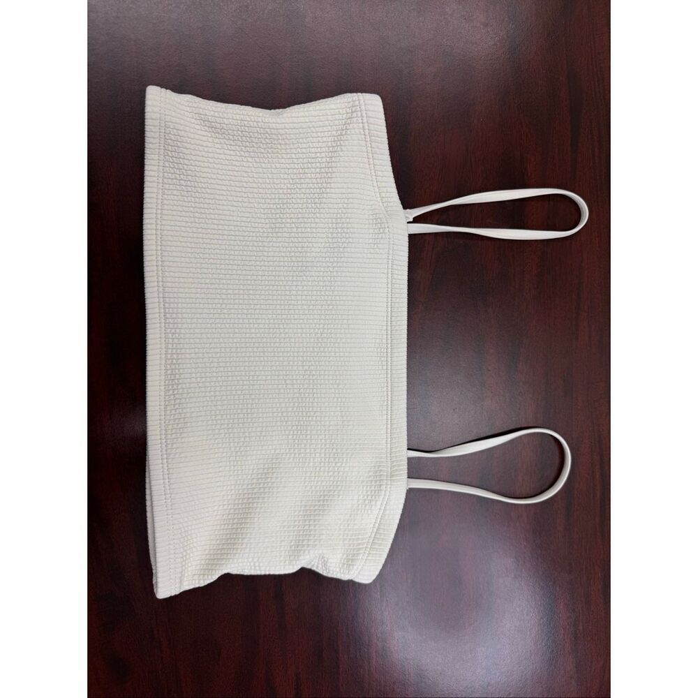 Nike Cream Colored Bandeau Swim Top with Removable Straps Size Small